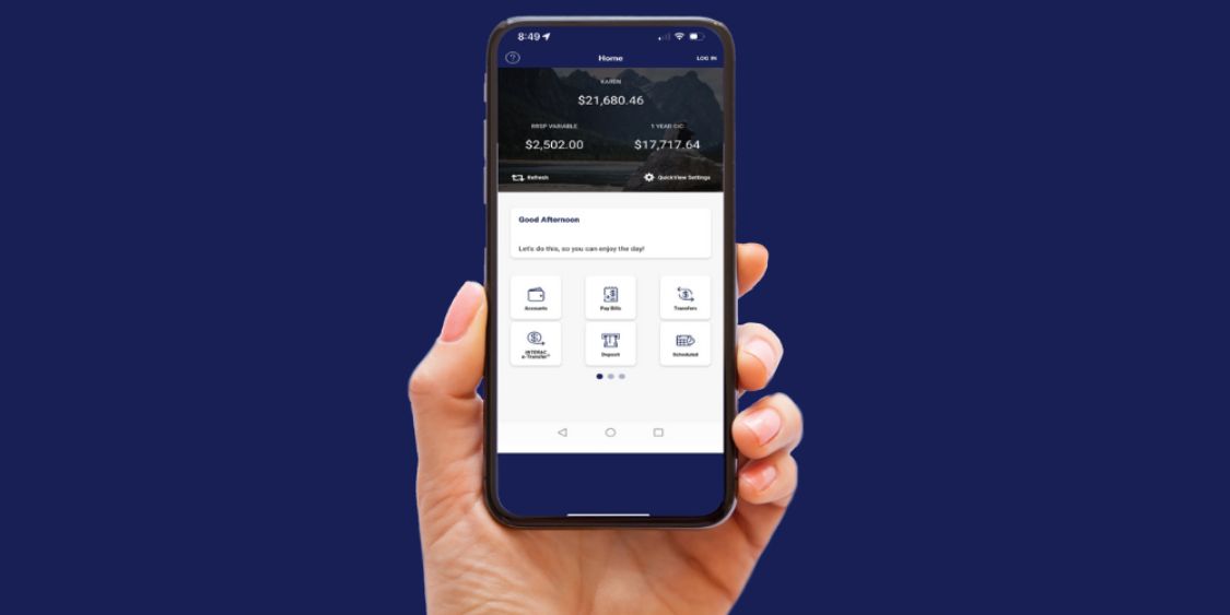 mobile app in a hand